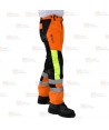 Pantalones bicolor naranja flúor/negro para motosierra (Clase 1 Tipo A)