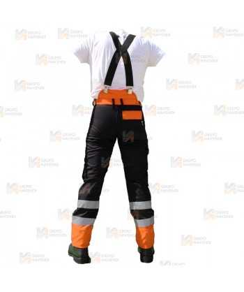 Pantalones bicolor naranja flúor/negro para motosierra (Clase 1 Tipo A)