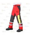 Pantalones bicolor rojo flúor/negro para motosierra (Clase 2 Tipo A)