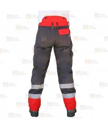 Pantalones bicolor rojo flúor/negro para motosierra (Clase 2 Tipo A)