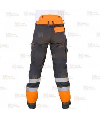 Pantalones bicolor naranja flúor/negro para motosierra (Clase 2 Tipo A)