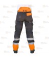 Pantalones bicolor naranja flúor/negro para motosierra (Clase 2 Tipo A)