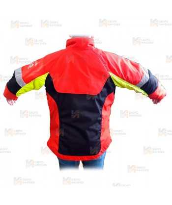 Chaqueta bicolor rojo flúor/negro para motosierra (Clase 1 Tipo A)