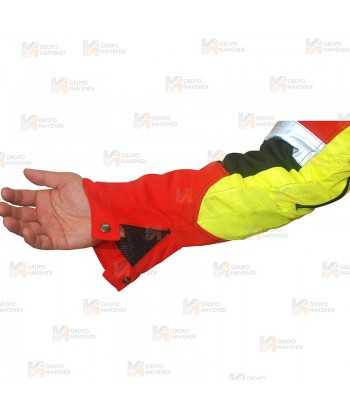 Chaqueta bicolor rojo flúor/negro para motosierra (Clase 1 Tipo A)