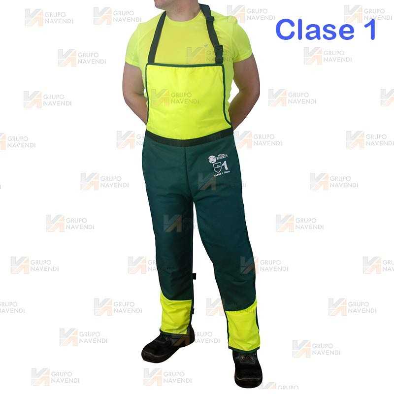 Zahón peto bicolor verde/amarillo flúor para motosierra (Clase 1)
