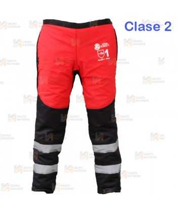 Zahón bicolor rojo flúor/negro para motosierra (Clase 2)