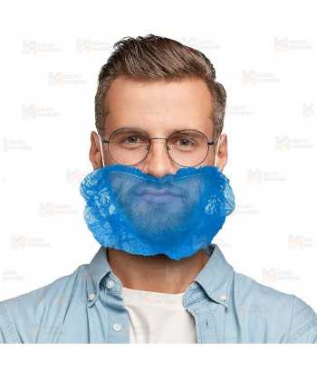 Cubre barbas plegable de polipropileno transpirable color azul