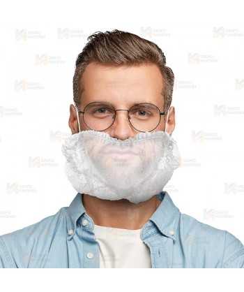 Cubre barbas detectable de PP transpirable tipo acordeón color blanco