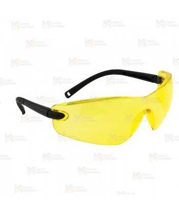 Gafas de seguridad con suaves patillas, puente nasal y cubre-sienes con ocular color ámbar
