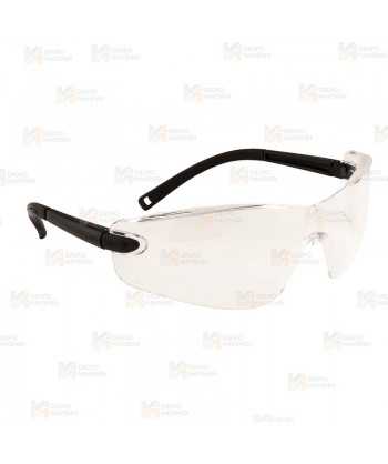 Gafas de seguridad con suaves patillas, puente nasal y cubre-sienes con ocular color incoloro