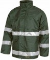 Parka acolchada e impermeable color verde oscuro con cintas reflectantes