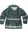 Parka acolchada e impermeable color verde oscuro con cintas reflectantes