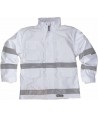 Parka acolchada e impermeable color blanco con cintas reflectantes