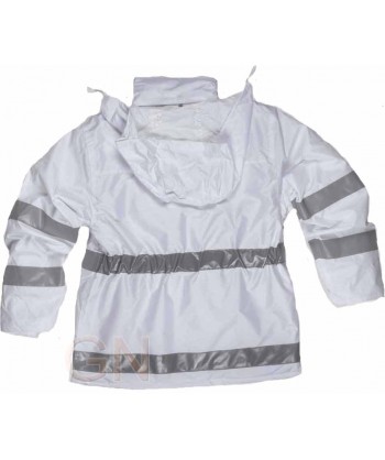 Parka acolchada e impermeable color blanco con cintas reflectantes