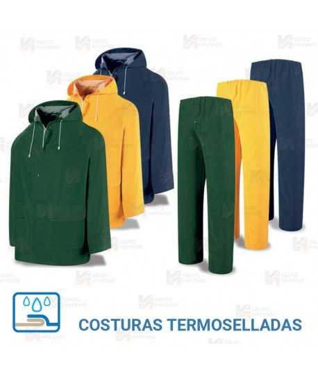 Traje laboral económico de PVC para lluvia de color azul marino