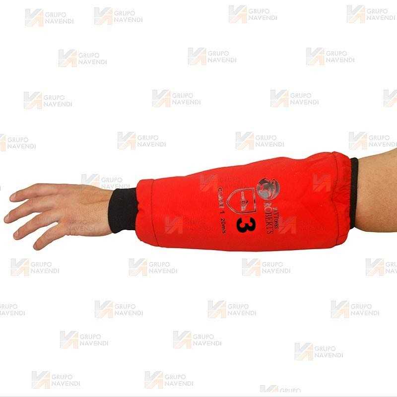 Manguito Anticorte rojo flúor/negro para motosierra (Clase 3)