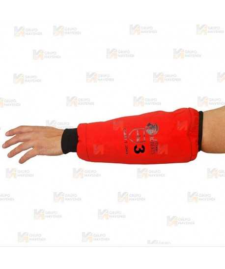 Manguito Anticorte rojo flúor/negro para motosierra (Clase 3)