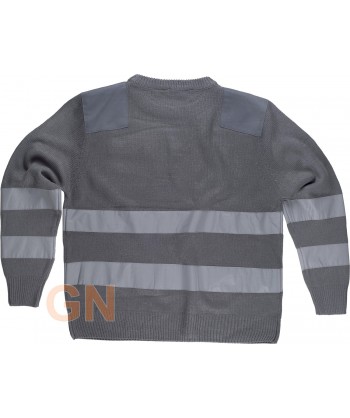 Jersey de cuello redondos con cintas reflectantes y refuerzos color gris
