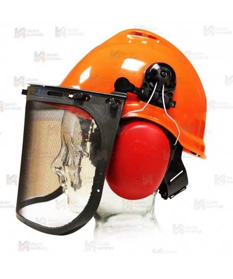 Kit forestal de pantalla facial + soporte + casco + orejeras