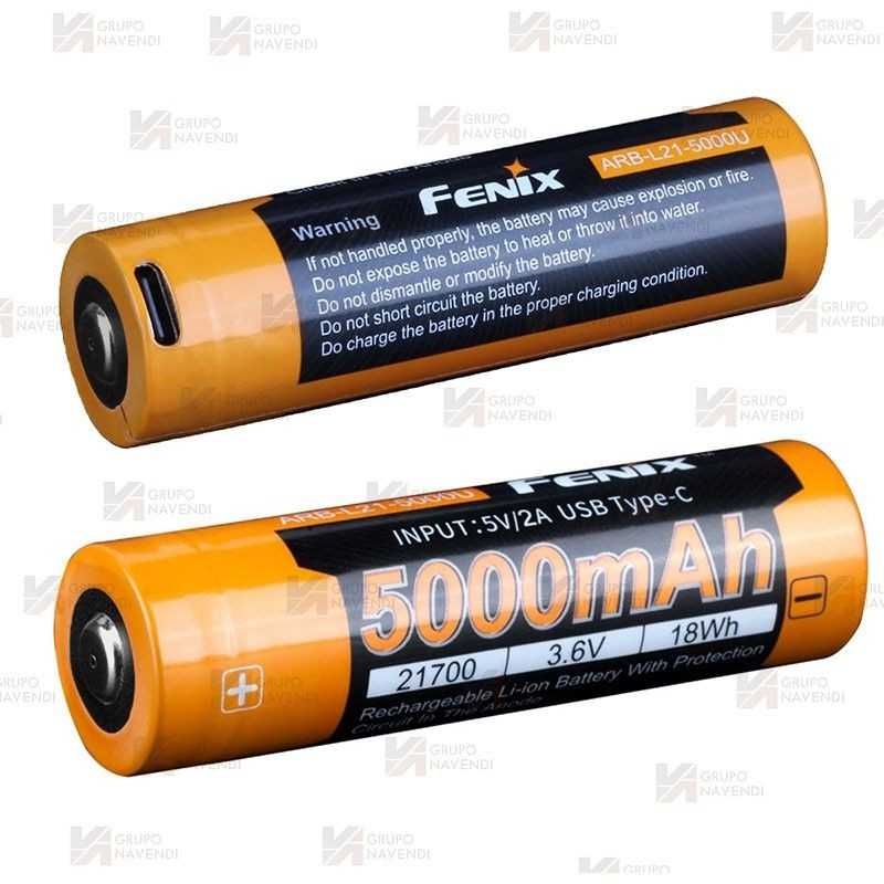 Batería 21700 de 5000 mAh carga micro USB