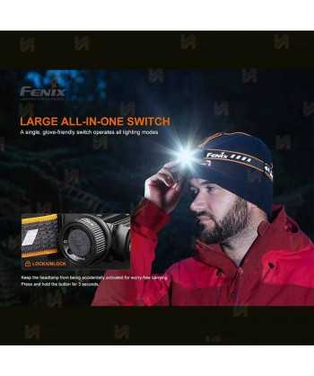 Frontal Fénix HM60R 1200 lúmenes con doble distancia de haz y luz roja