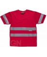 Camiseta manga corta transpirable con cintas reflectantes color rojo