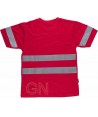Camiseta manga corta transpirable con cintas reflectantes color rojo