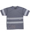Camiseta manga corta transpirable con cintas reflectantes color gris