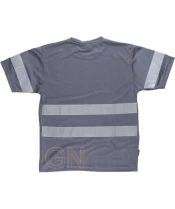 Camiseta manga corta transpirable con cintas reflectantes color gris