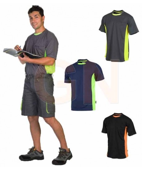 Camiseta combinada transpirable con bolsillo