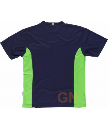 Camiseta combinada transpirable con bolsillo marino/verde A.V.
