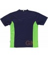 Camiseta combinada transpirable con bolsillo marino/verde A.V.