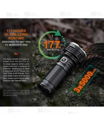 Linterna táctica LR40R V2 de alto rendimiento (15.000 lúmenes)