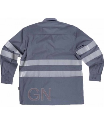 Camisa de manga larga gris oscuro con cintas reflectantes