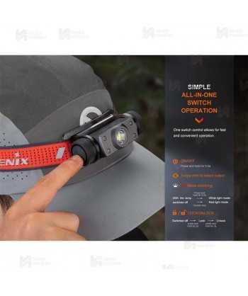 Frontal Fénix HM62-T de altas prestaciones (1200 Lúmenes) color rojo