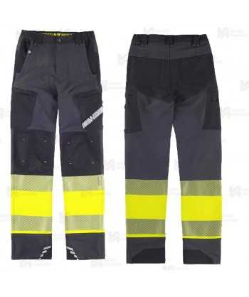 Pantalón elástico, bicolor alta visibilidad con cinta segmentada
