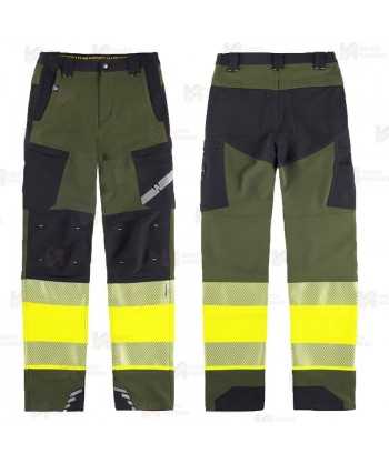 Pantalón elástico, bicolor alta visibilidad con cinta segmentada