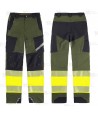 Pantalón elástico, bicolor alta visibilidad con cinta segmentada