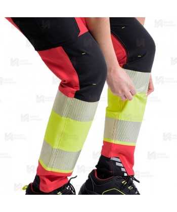 Pantalón elástico, bicolor alta visibilidad con cinta segmentada