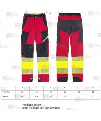 Pantalón elástico, bicolor alta visibilidad con cinta segmentada