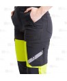 Pantalón unisex elástico, bicolor amarillo flúor/negro de alta visibilidad con cinta segmentada