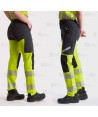 Pantalón unisex elástico, bicolor amarillo flúor/negro de alta visibilidad con cinta segmentada