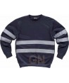 Sudadera de felpa azul marino cuello redondo con cintas reflectantes