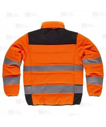 Parka corta acolchada con capucha de Alta Visibilidad color naranja flúor/negro