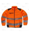 Parka corta acolchada con capucha de Alta Visibilidad color naranja flúor/negro