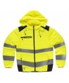 Parka corta acolchada con capucha de Alta Visibilidad color amarillo flúor/negro