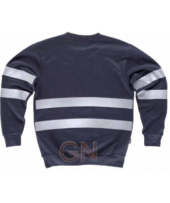 Sudadera de felpa azul marino cuello redondo con cintas reflectantes