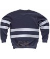 Sudadera de felpa azul marino cuello redondo con cintas reflectantes