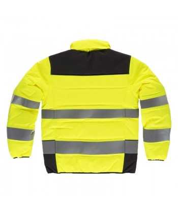 Parka corta acolchada con capucha de Alta Visibilidad color amarillo flúor/negro