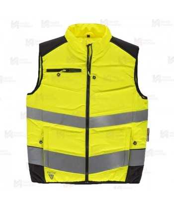 Chaleco acolchado multibolsillos de Alta Visibilidad amarillo flúor/negro